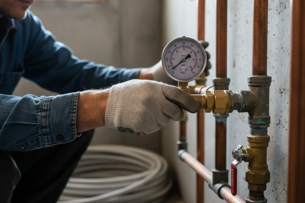 Pressure testing a repaired line during Water Line Repair in North Jackson